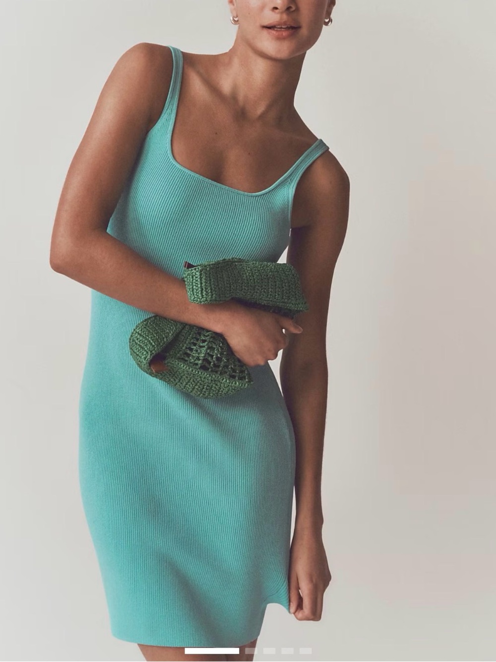 J. Crew Ribbed Scoop-Neck Slip Dress in Aqua